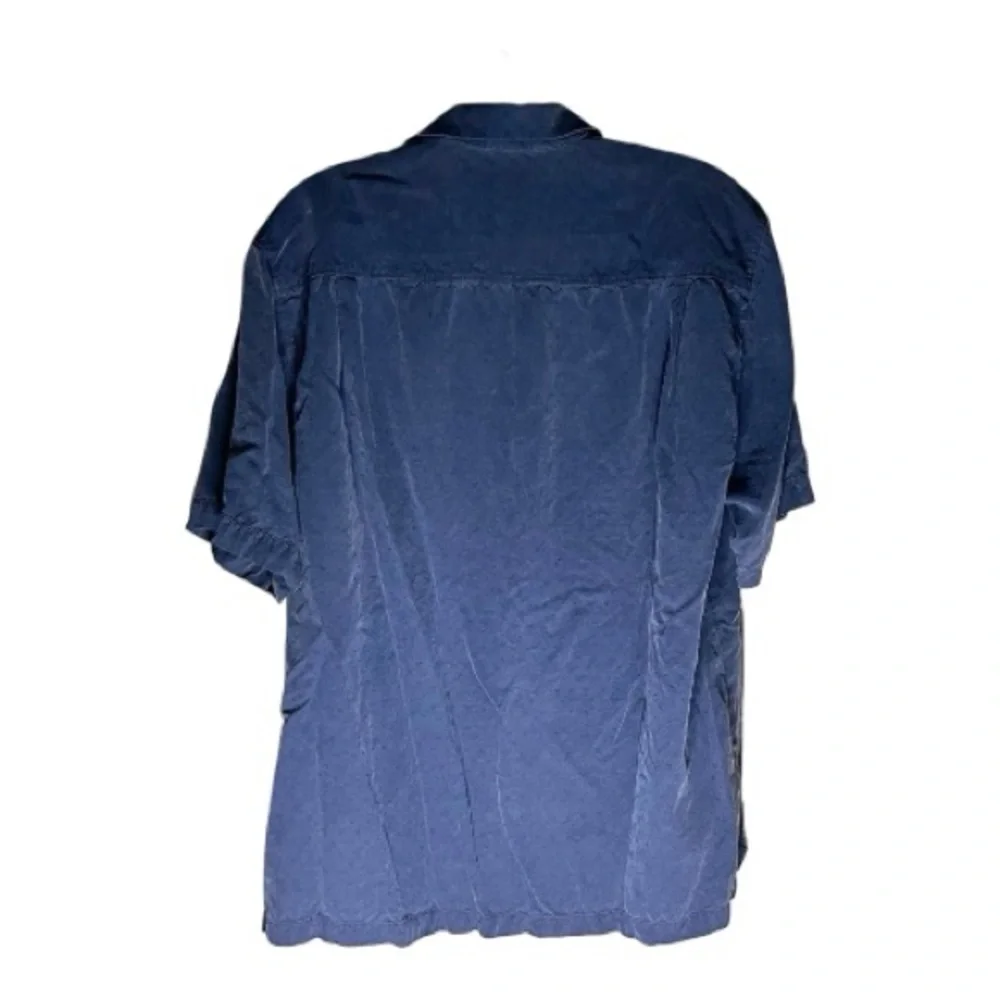 Tommy‎ Bahama 100% Silk Men's Muted Blue Textured Camper Button Down Shirt
